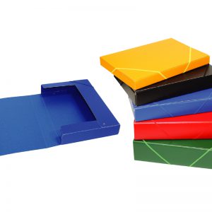 CAJA PROYECTO ARMADA CARTÓN COMPACTO GOFRADO CIERRE GOMA 300x300